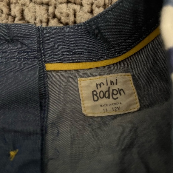 Mini Boden navy denim striped long sleeve dress girls 11-12 - Picture 2 of 3